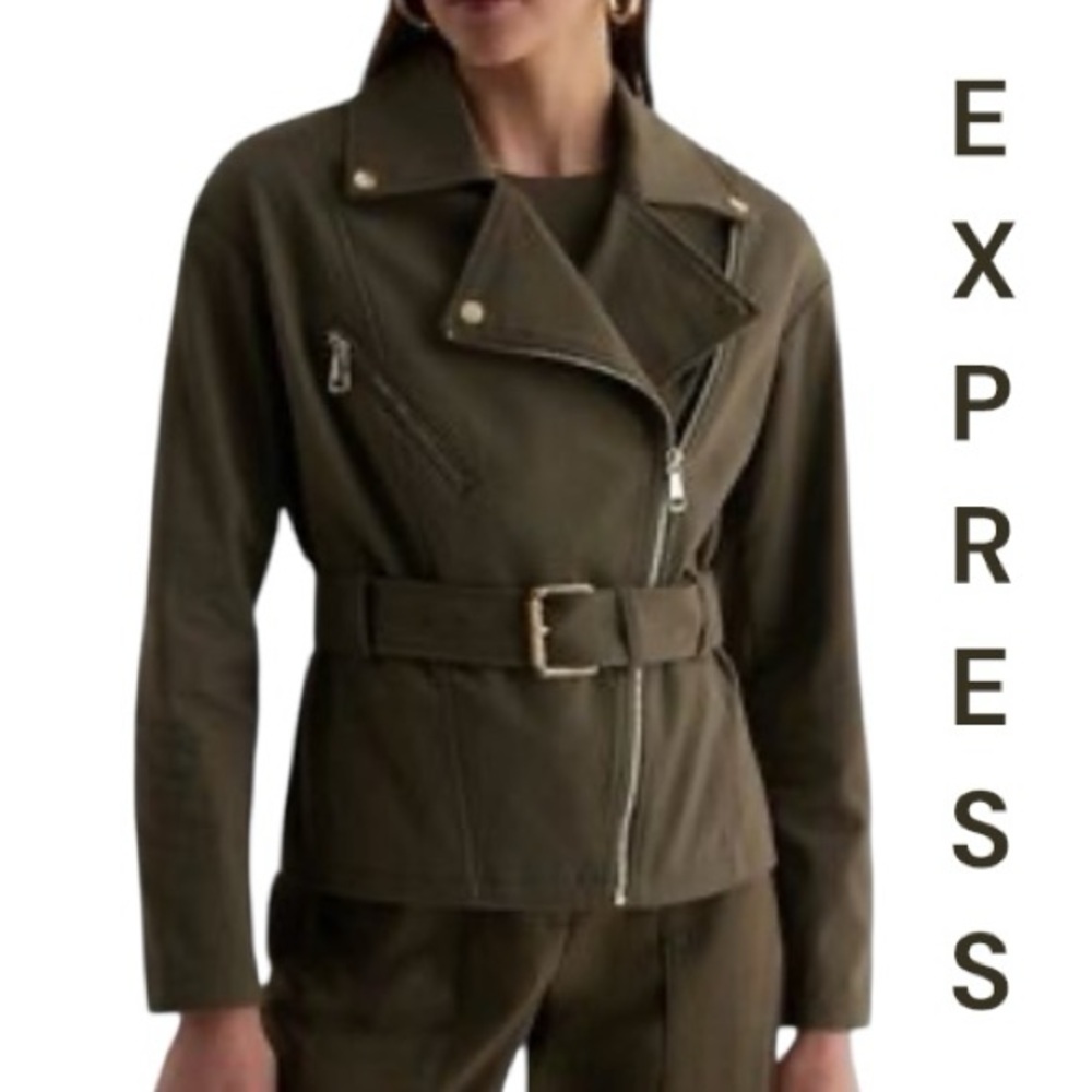 EXPRESS Khaki Green Belted Utility Jacket, Size M.